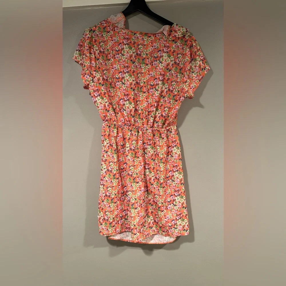 ASOS DESIGN lace trim ruffle bodice mini tea dress in orange ditsy - Picture 4 of 4